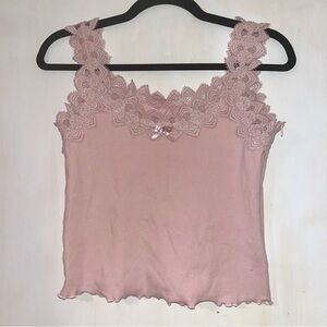 Pink lace cami top with a touch of whimsy